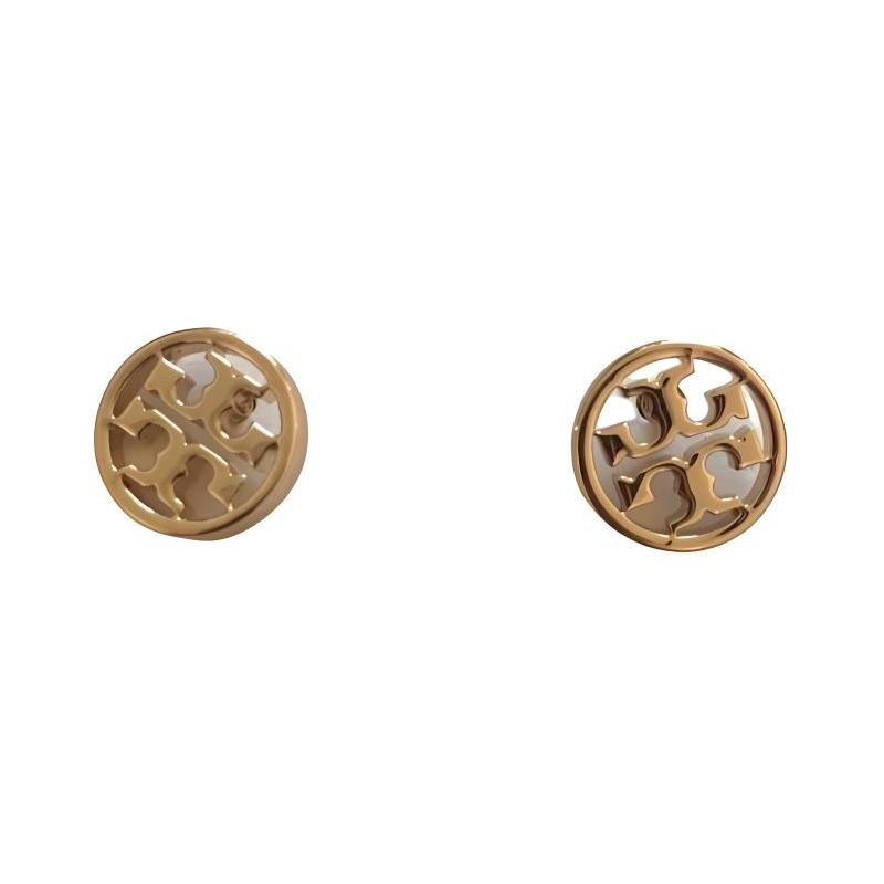 TORY BURCH MILLER series perforated double T brass earrings for women 26222-720-Tory Kim F золотой