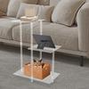 Office Clear Square Side Table with 3-Tier Open Storage Shelf - Modern PC Material Bedside Table for Books,Toys(11 Lbs Capacity)