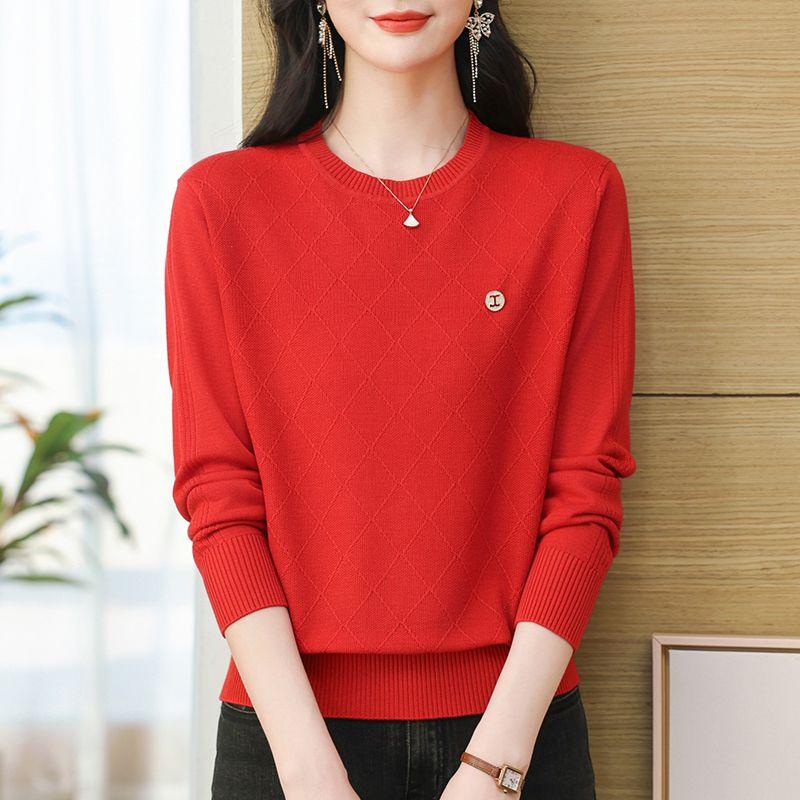 Frühling und Herbst Einfarbig Damen Rundhals Hohl Mode Pendeln Langarm Lose Pullover Gestrickte Tops