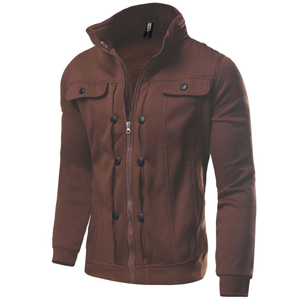 Men's Solid-Color Stand-Collar Sweatshirt for Spring/Fall Youth-Style Design, Long-Sleeve Slim Fit Oversized Top