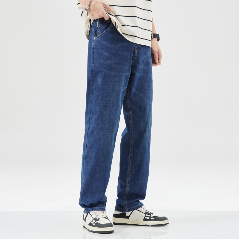 Jeans Herren Locker Gerade Sommer Neuer Stil Jugend Business Casual Hosen Sommer Elastisch Herren Lange Hosen