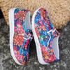 Fashion Platform Flower Canvas Shoes for Women 2025 Spring Flat Lace-up Loafers Woman Lightweight Fashion Casual Sports Shoes Footwears