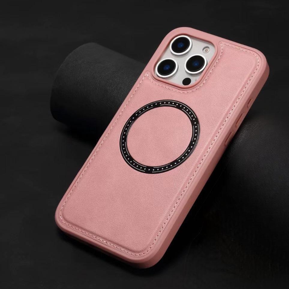 Genuine Leather Case with Magnetic Ring for iPhone 17 Pro Max/16 - Simple Anti-drop Protective Cover