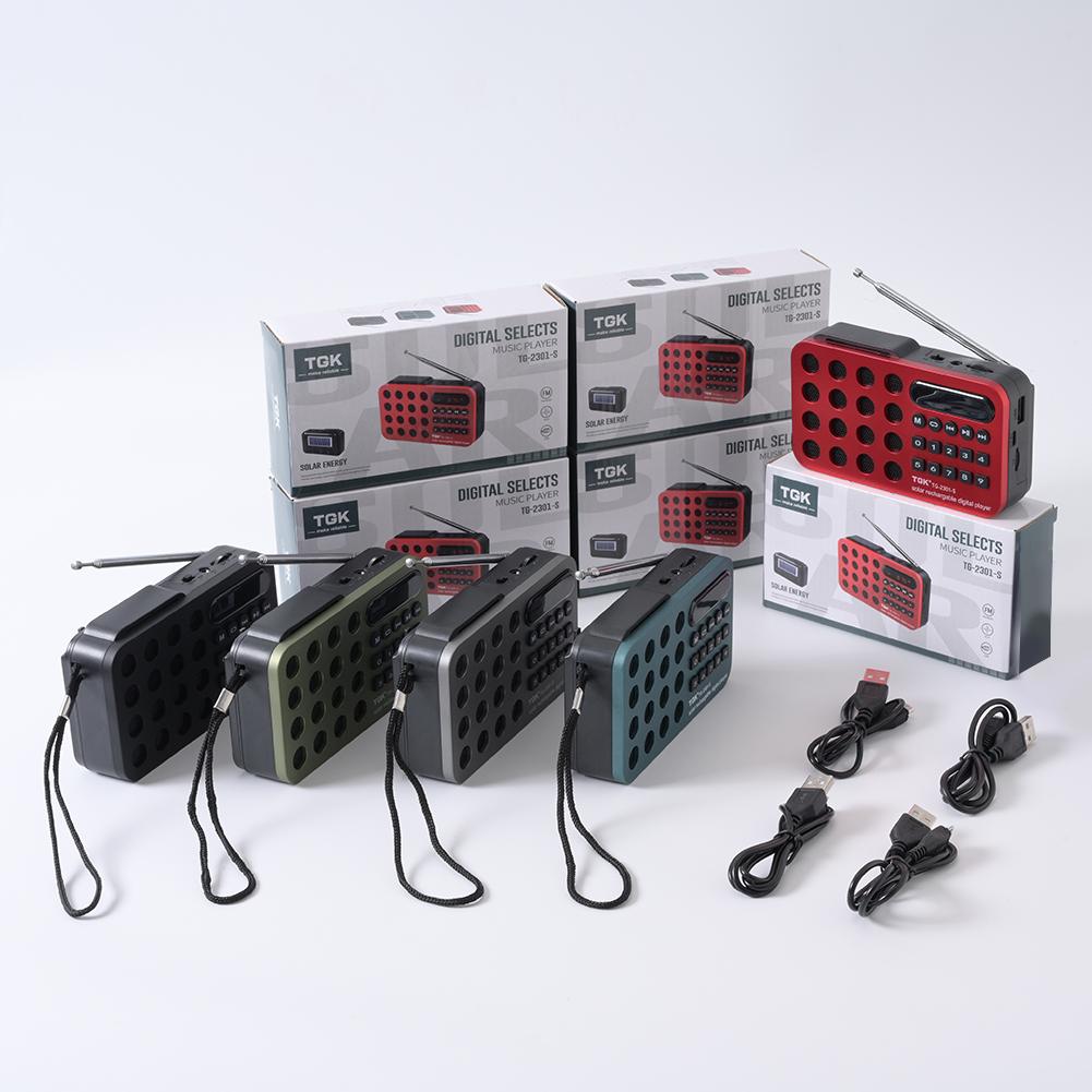 Mini FM Radio Rechargeable USB Bluetooth Digital Radio Portable Solar Radio Speaker Music Player Radio Receiver Built-in Speaker