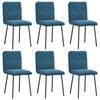VidaXL Dining Chairs Set of 6 Blue Velvet, Chair, Living Room Chair, Accent Chair, Kitchen Chair, Room Seat 3315689