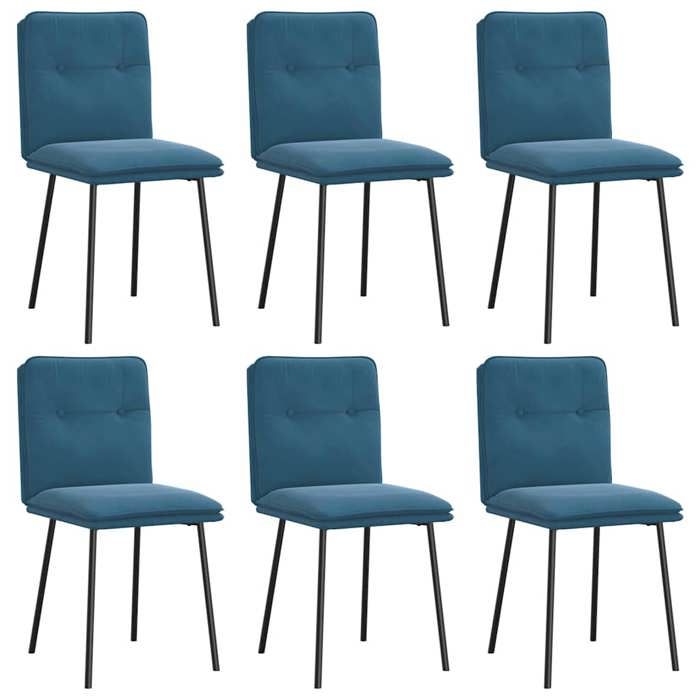 VidaXL Dining Chairs Set of 6 Blue Velvet, Chair, Living Room Chair, Accent Chair, Kitchen Chair, Room Seat 3315689