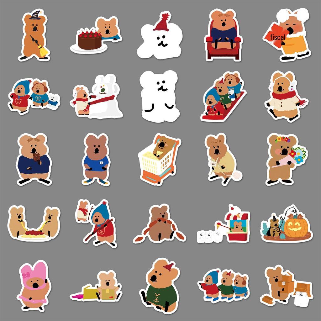 50pcs Cute Animal Stickers: Bell Pepper Bears & Quokkas - Waterproof for Phone Cases & Stationery.