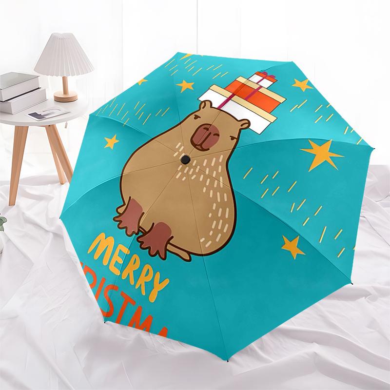 Capybara Themed Travel Umbrella-8 Ribs Automatic Opening and Closing, Portable Folding Design, Compact and Stylish Umbrella Suitable for Out