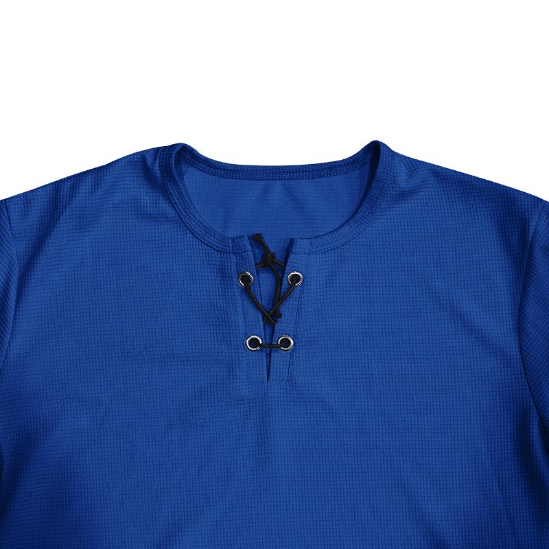 Sommer grenzüberschreitende Athleisure-Mode schlank atmungsaktiv Herren Kurzarm T-Shirt Europäisches und amerikanisches Herren Bindeband Henley-Shirt