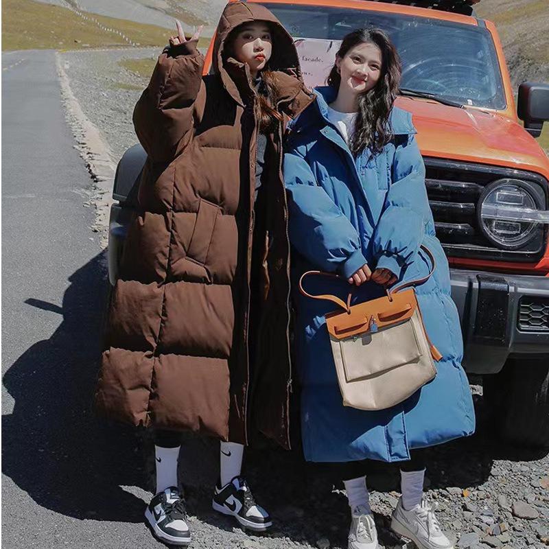 Down Cotton-padded Clothes for Women's Winter New Medium and Long Knee-padded Jackets, Loose and Thickened Bread Clothes and Cotton-padded Clothes.
