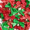 10pcs/lot Christmas Bow Exquisite Polyester Printed Bowknot With Bell For DIY Crafts Garment Ornament Christmas Tree Decoration