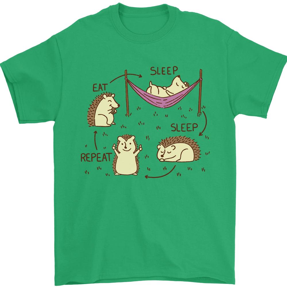 Funny Hedgehog Eat Sleep Repeat Lover Unisexs TShirt 100 Cotton