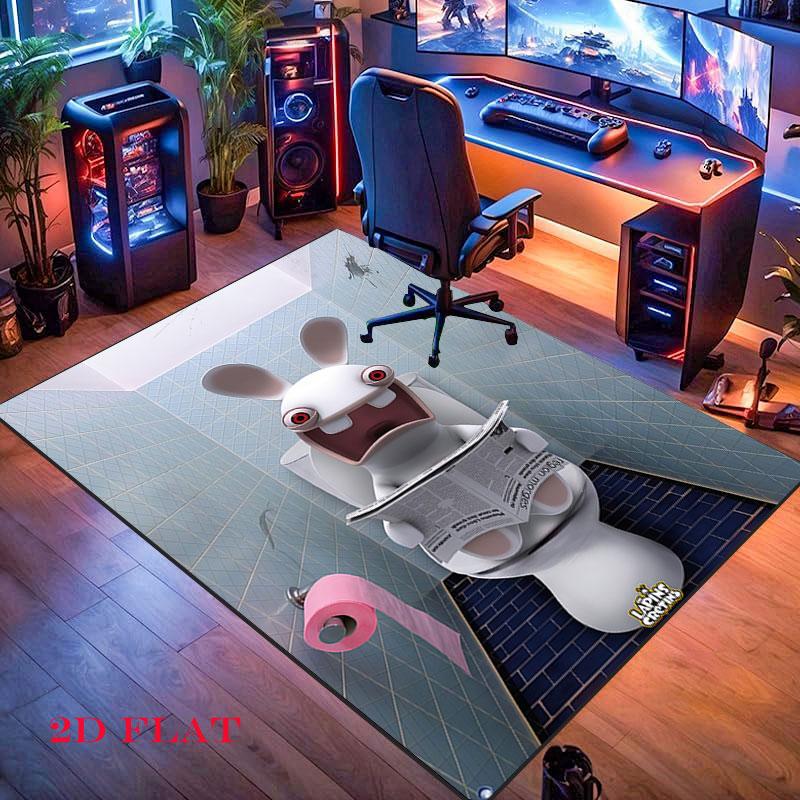 Rabbids Invasion Smile Carpet Rug for Living Room Bedroom Home Sofa Decoration,Kids Play Nonslip Floor Mat