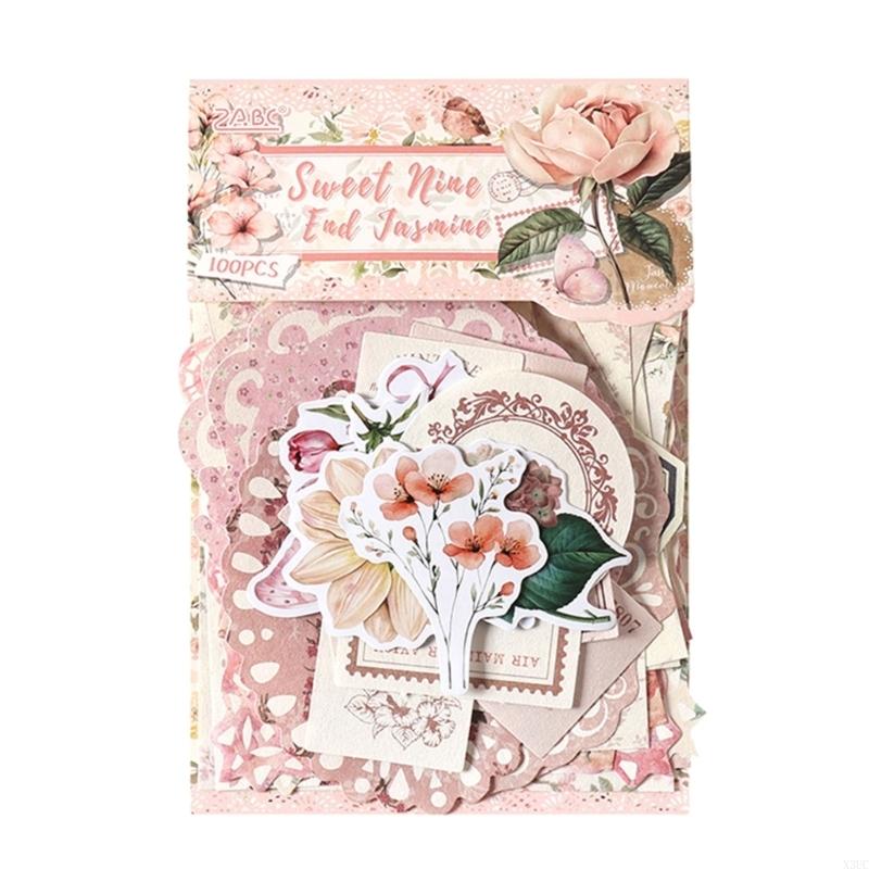 

Antique Styles Flower Sticker Craft Set For Customizing Planners And Notebook X3UC розовый