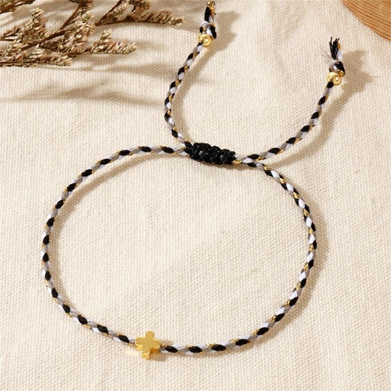 Trendiga bohemiska stilar Robust armband av bomullsrep med eleganta korshänge, för alla kön