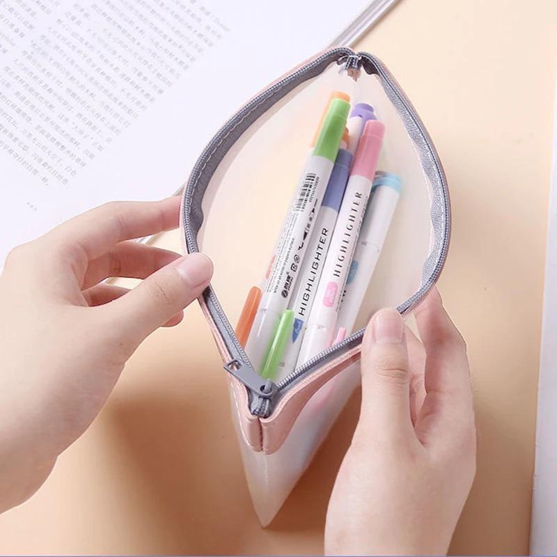 1pcs Transparent Frosted Cosmetic Bag Women Makeup Bag Travel Bathing Wash Pouch Toiletries Organizer Student Stationery Storage Bags