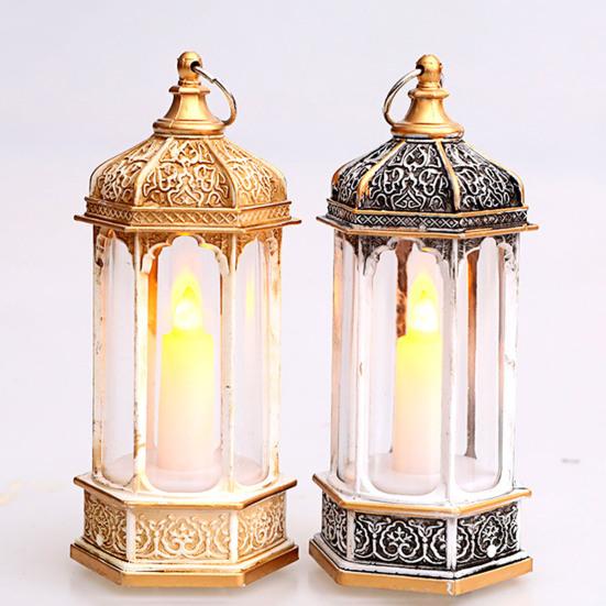 Wind Lantern Six Corners Beautiful Lighting Vintage Christmas LED Candle Lantern Courtyard Decoration