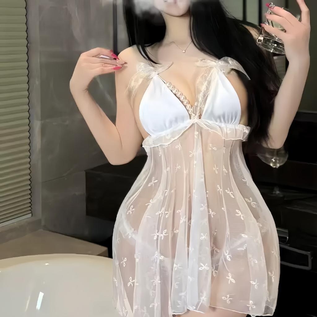 Sex Clothes Exposed Pearl Suspenders Open Crotch Transparent Sexy Free Couple Flirting Robe
