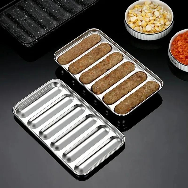 6 In 1 Sausage Maker Stainless Steel Mold DIY Hot Dog Handmade Ham Sausage Mould Kitchen Making and Refrigerated Hot Dog Tool