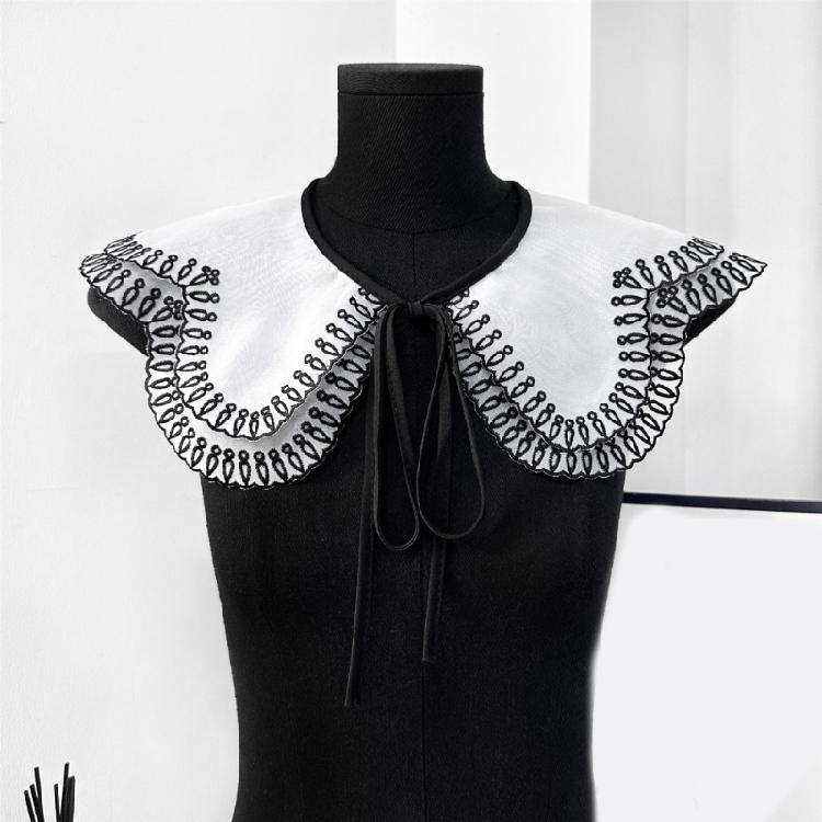 Popular Detachable Collar Embroidered Lace Trim False Collar For Female Teens Girl Daily Outfit Styling Accessory