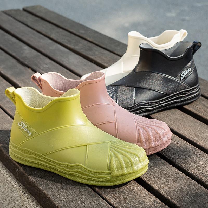Fashion Rain Shoes Women's Outer Wear Adult Rain Boots Non-slip Versatile Shell Head Water Shoes Waterproof Glue Shoes Women's Summer