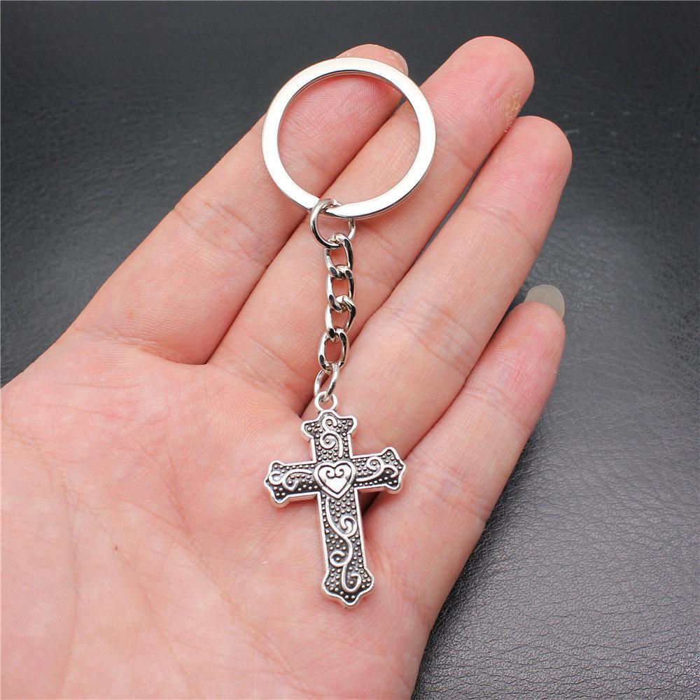 

Cross Religious Amulet Keychain for Family Trendy Cute Fathers Day Gift Streetwear Key Organizer A04-1pcs-33x22mm