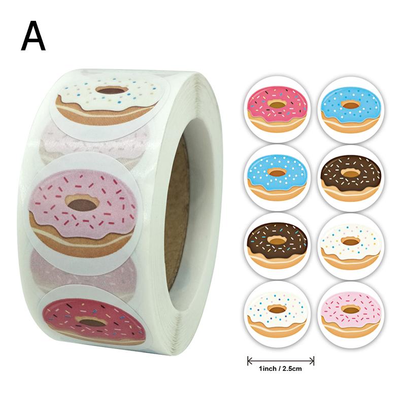 500Pcs Thank You Stickers Gifts Card Box Package Sealing Labels Donuts Stickers