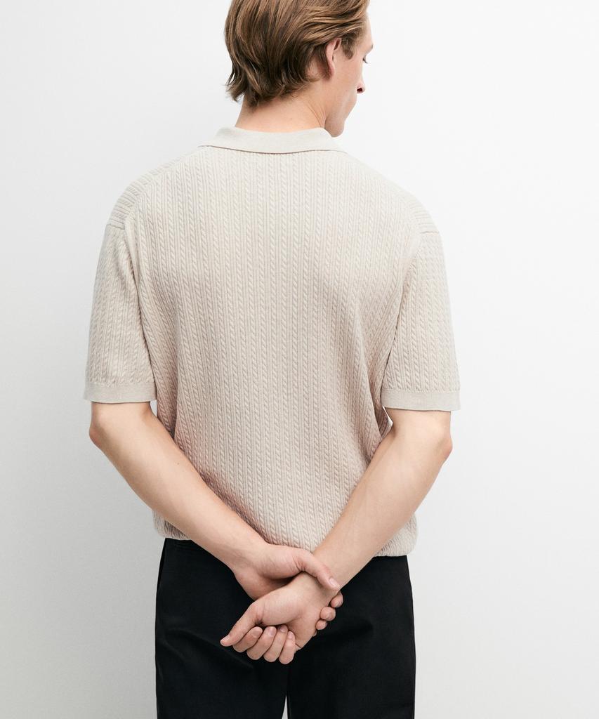 Masimodutti 100% Cotton Cable Knit Polo Sweater