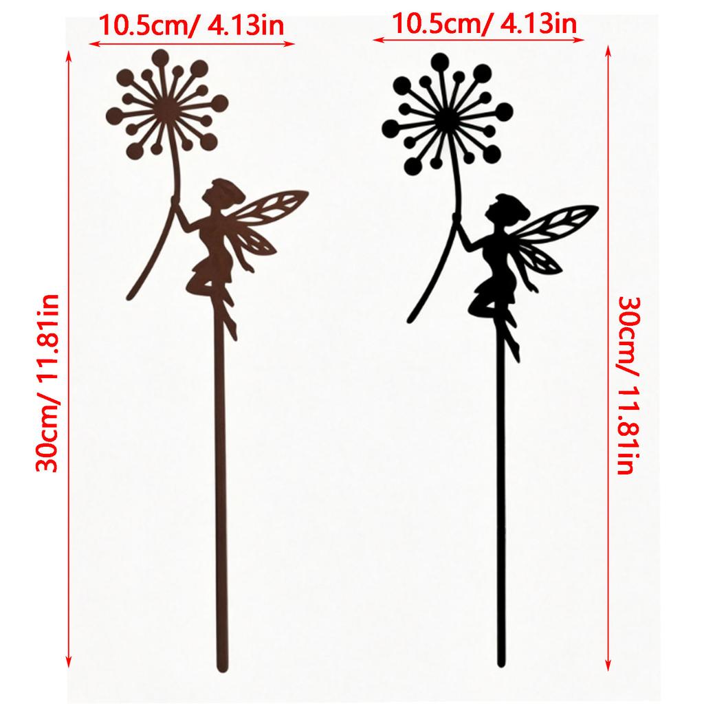 2pcs Flowers Fairy Silhouettes Decorative Metal Garden Yard Stakes Arts Decor Outdoor Garden Patio Ornaments 2 Piece