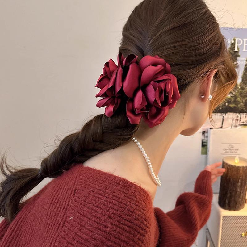 Elegant Rose Flower Claw Clip For Women Girls Hair Accessory Versatile Sweet Hair Claw Exquisite Shark Clip Gifts