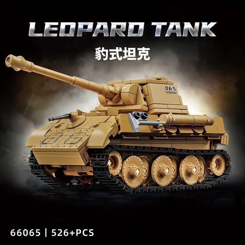 German Leopard Tank 66065 Assembled Into a Chinese Building Model of a World War II Military Tiger Armored Vehicle As a Birthday