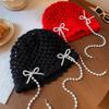 Hollow Out Crochet Knitted Hat Pearl Tassels Weave Cap Fashion Ethnic Style Hat Girls