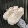 Thick-soled fluffy shoes keep warm and fleece cute fluffy slippers wear a pedal of Doudou shoes in winter, autumn and winter women's shoes cotton shoe
