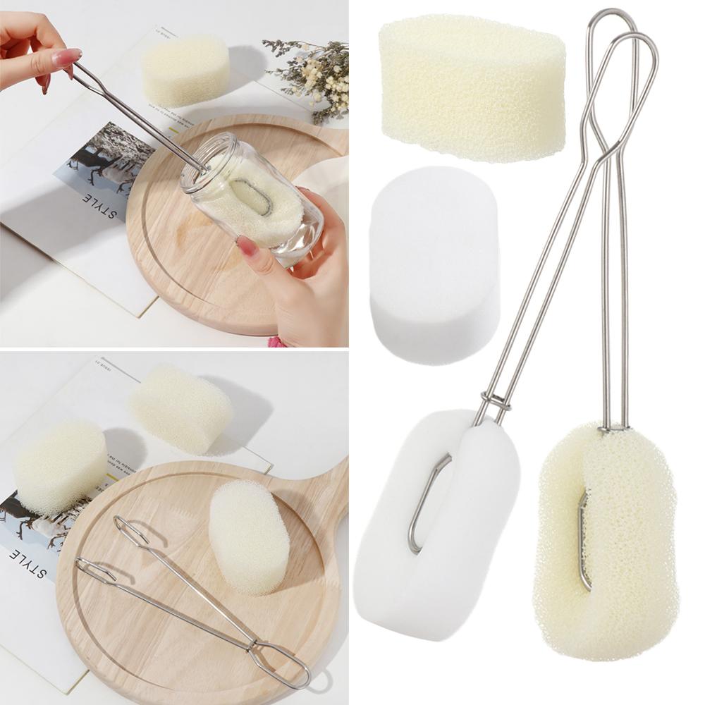 

Handle Stainless Steel Detachable Sponge Brush Washing Tools Bottle Cup Cleaning Glass Mug Clean A2
