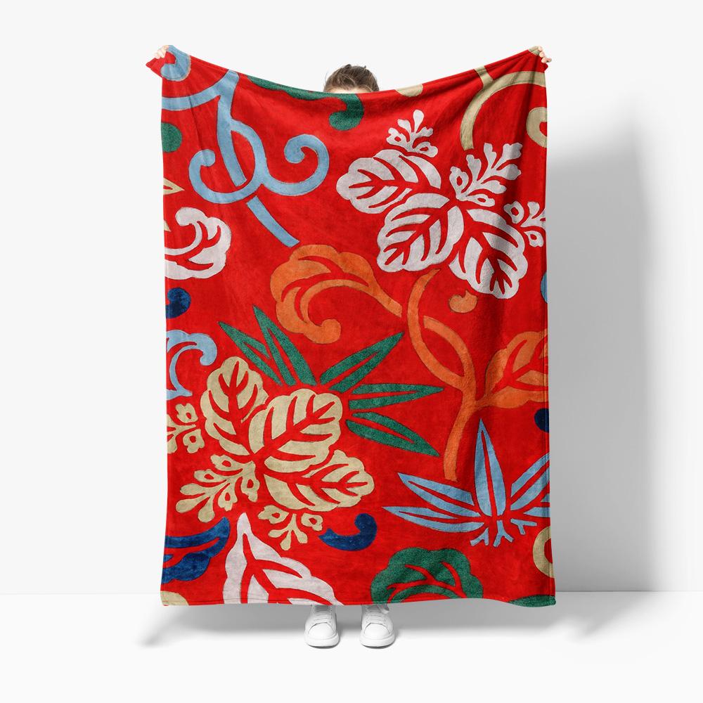 Tropical Hibiscus Flowers Printed Fleece Blanket Soft Warm Throw Bed Sofa Cover Gift