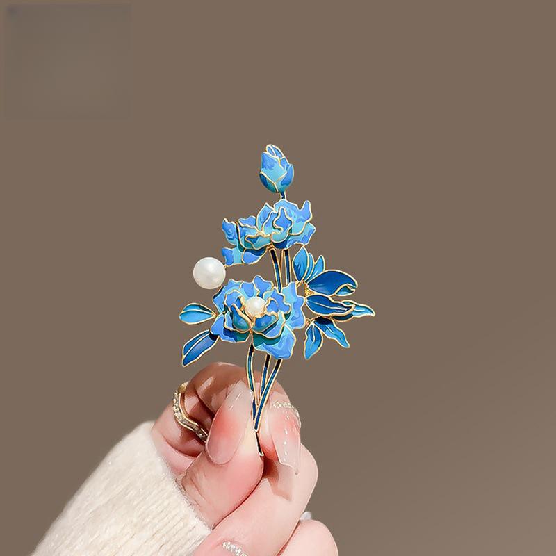 Κομψή καρφίτσα με λουλούδι παιώνιας - Ρετρό εθνικό στυλ, Προηγμένο αξεσουάρ καρφίτσας για Τσέονγκσαμ και Χάνφου