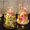 Transparente Glasglocke mit Holzsockel Miniatur-Puppenhaus DIY Halter für Vase Dekoration Zuhause Luxus