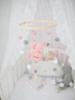 Wooden Crib Mobile Baby Bed Bell Rattle Toy Soft Felt Cartoon Bear Mobile bracket Newborn Music Box Bed Bell Hanging Bracket Toy
