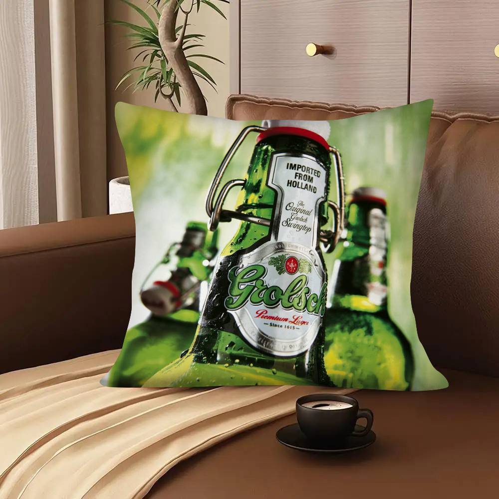 1Pc Grolsch Lager Beer Pillow Case Fashion Square Pillowcase Bedroom Sofa Room Ins Decoration Leisure