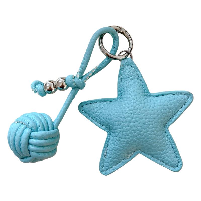 Star Charm Faux Leather Keychain for Bags & Car Keys - Autumn/Winter Design