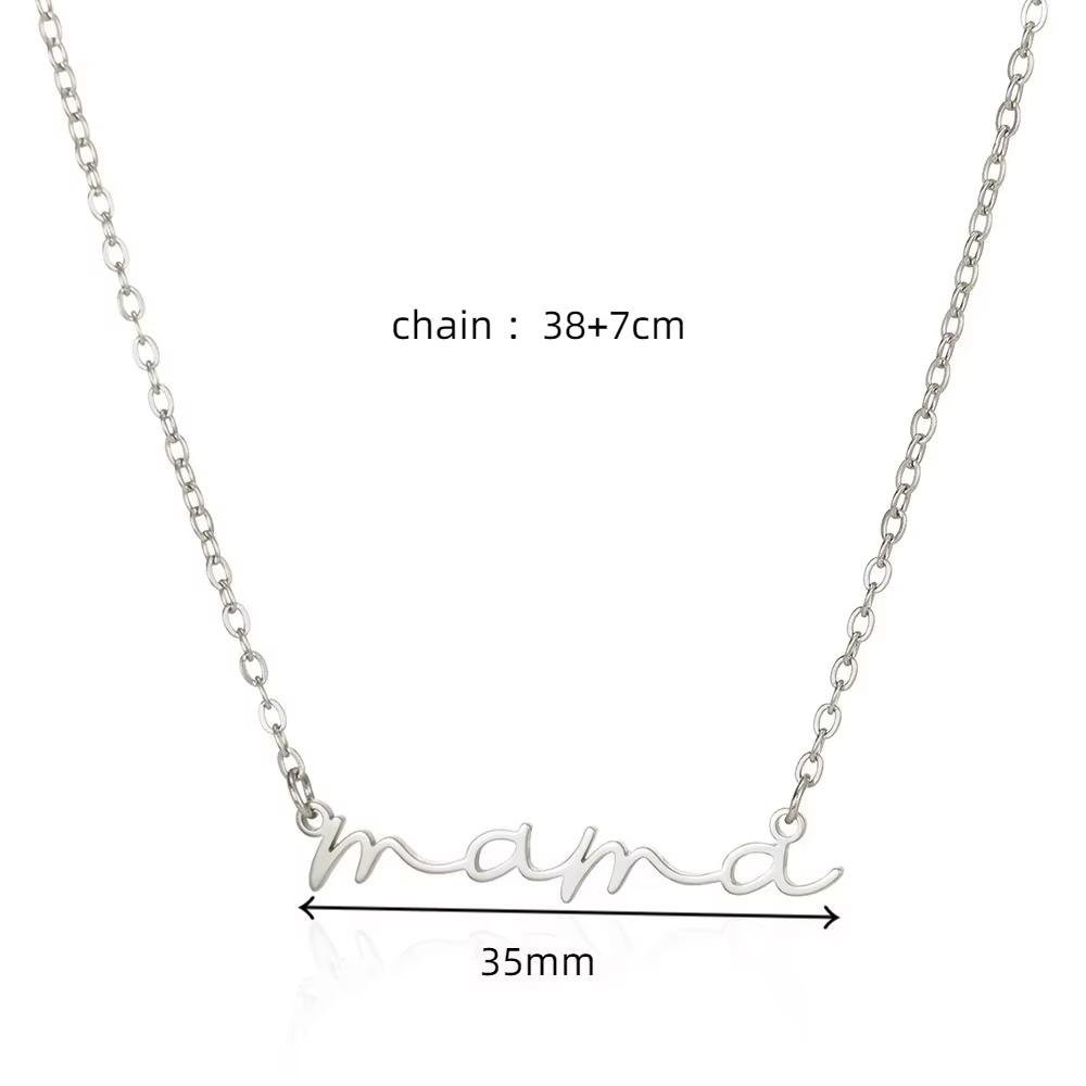 Elegant Mama Letter Y Necklace For Women Fashion Stainless Steel Jewelry Charm Gold Color Waterproof Choker Mothers Day Mom Gift
