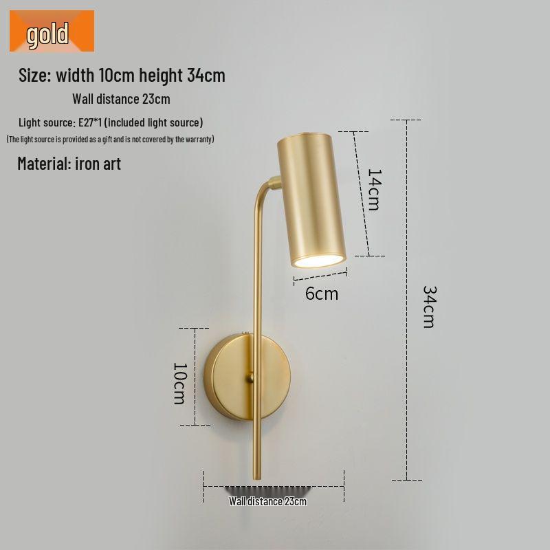 Nordic Postmodern Minimalist Rotatable Wall Lamp with Switch for Living Room or Bedroom.