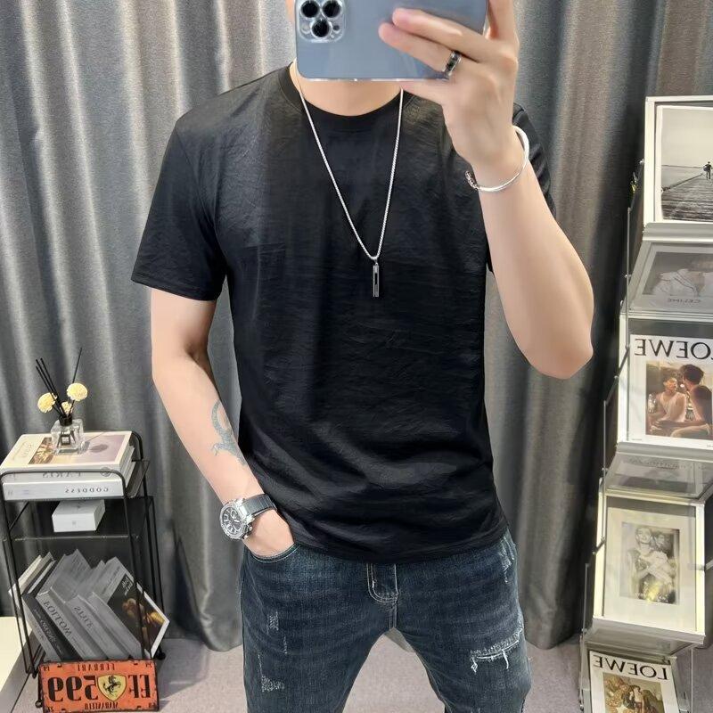 Men S Short Sleeve Linen Blend T Shirt Summer Breathable Casual Top M
