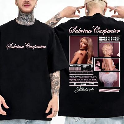 Sabrina Carpenter Short N Sweet Tour T-shirts Graphiques Double Face Hommes Femmes Vêtements Mode Esthétique Hip Hop T-shirts Hauts