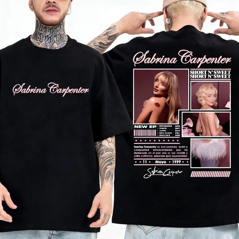 Sabrina Carpenter Short N Sweet Tour Doppelseitige Grafik T-Shirts Herren Damen Kleidung Mode Ästhetik Hip Hop T-Shirts Oberteile