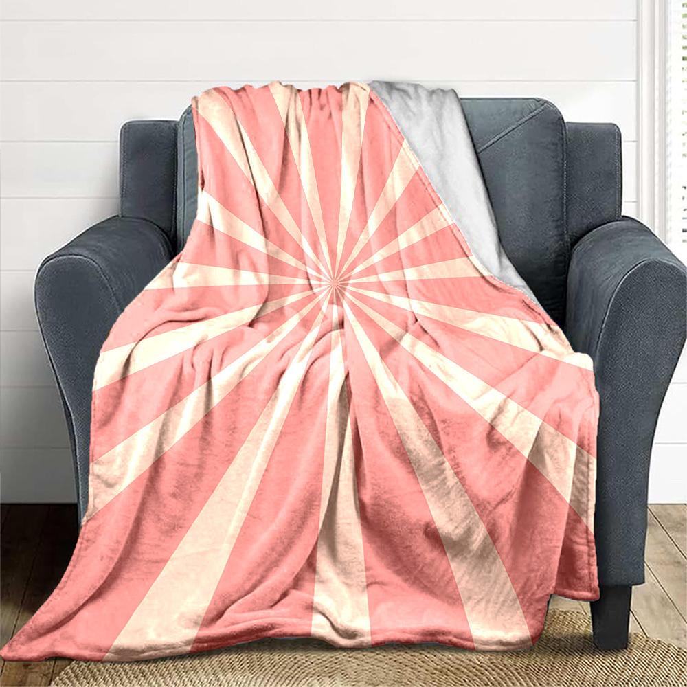 1pc Sunburst Stripes Lightweight Flannel Blanket, Comfortable and Warm Blanket, for Office and Camping Sofa Bed, Livingroom185