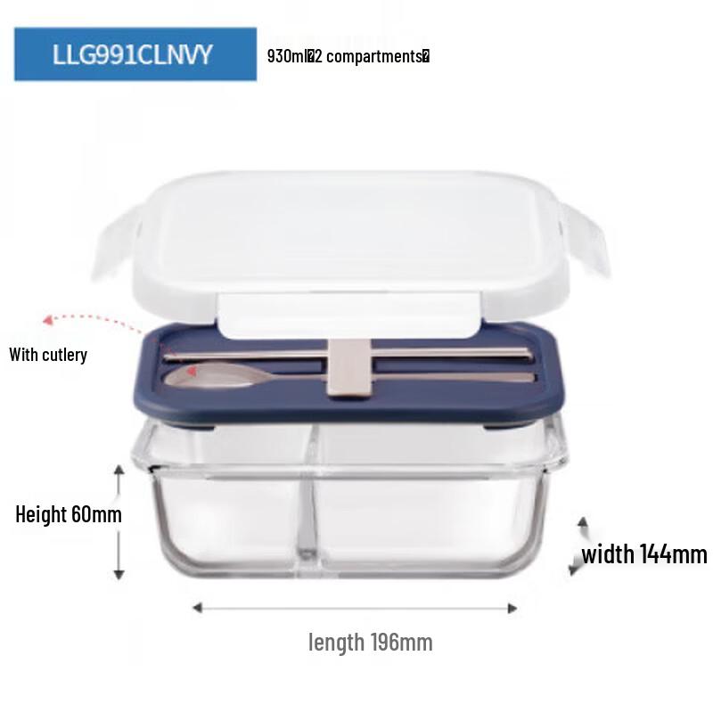 LockLock Glass Lunch Box with Cutlery