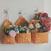 Wandmontierter Küchen-Aufbewahrungskorb mit Griff Heimdekoration Holz Handgeflochtener Korb Gemüse Obst Blume Haushaltswaren Organizer