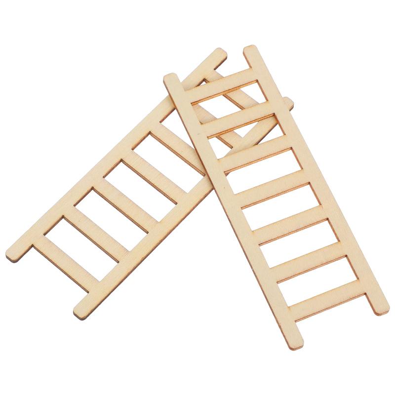 40Pcs Miniature Ladder Decorations for Dollhouse Garden Realistic Wooden Craft Props Small Size Landscape Design Lightweight
