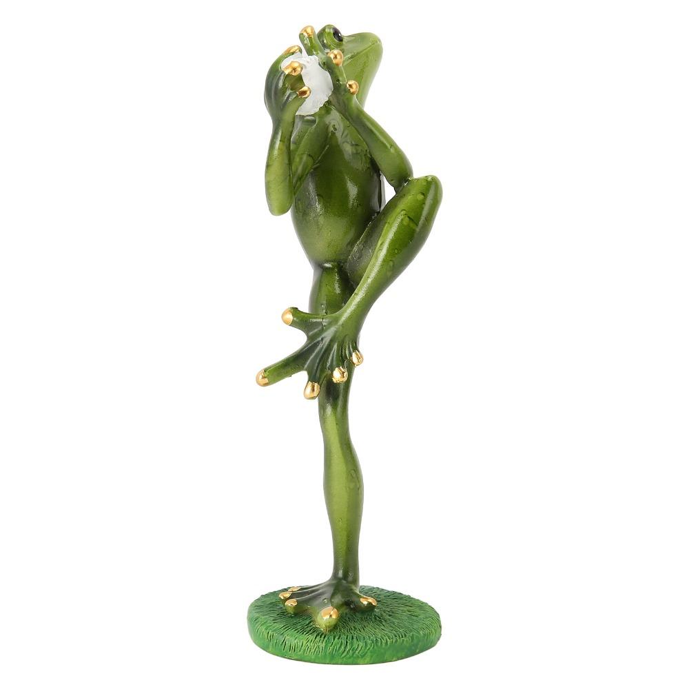 Resin Resin Motion Style Outdoor Decorative Sculpture Toad Green Weather Adaptive Exterior Resin Statue Decorative Sculpture
